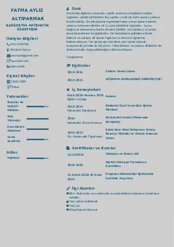 Matematik Öğretmeni Cv Örnekleri cv indir